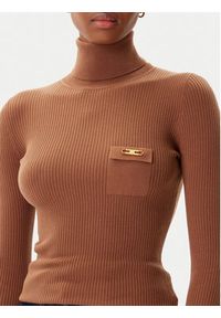 Elisabetta Franchi Golf MK-11B-56E2-V290 Brązowy Slim Fit. Typ kołnierza: golf. Kolor: brązowy. Materiał: syntetyk #5
