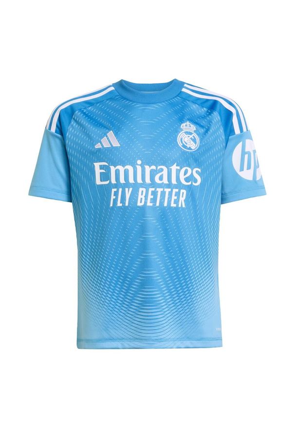Adidas - Koszulka podstawowa bramkarza dla dzieci Real Madryt sezon 25/26. Kolor: niebieski. Sport: piłka nożna