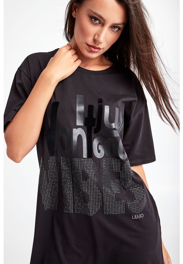 Liu Jo Sport - T-SHIRT MAXI LIU JO SPORT. Materiał: welur. Wzór: nadruk. Styl: sportowy