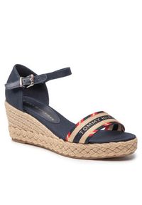 TOMMY HILFIGER - Tommy Hilfiger Espadryle Corporate Webbing Low Wedge FW0FW06293 Granatowy. Kolor: niebieski. Materiał: materiał #5