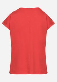 Born2be - Czerwony T-shirt z Bawełny Ozdobiony Kieszonką Ziarene. Okazja: na co dzień. Kolor: czerwony. Materiał: bawełna. Wzór: aplikacja. Styl: sportowy, casual #4