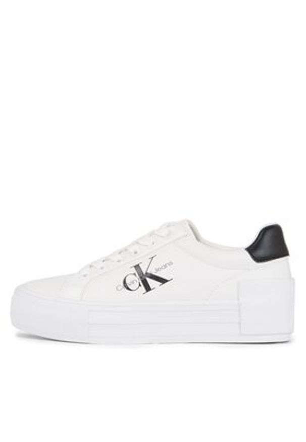 Calvin Klein Jeans Sneakersy Bold Vulc Flatform Laceup Lth Wn YW0YW00821 Biały. Kolor: biały. Materiał: skóra