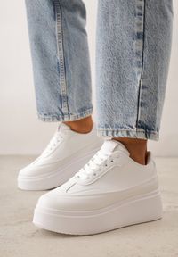 Born2be - Białe Sneakersy VICES na Platformie w Stylu lat 90. Donah. Kolor: biały. Sezon: lato. Obcas: na platformie #1