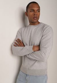 Born2be - Szara Bluza o Klasycznym Kroju z Bawełną Merinne. Okazja: na co dzień. Kolor: szary. Materiał: bawełna. Styl: klasyczny #4