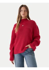Tommy Jeans Sweter Badge DW0DW21676 Różowy Relaxed Fit. Kolor: różowy. Materiał: bawełna #1