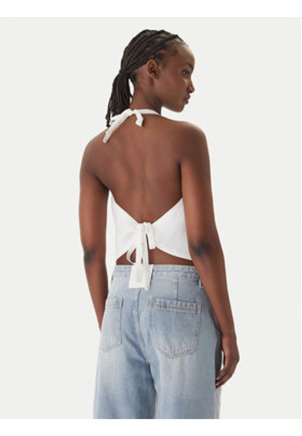 Eleh Top SS260067 Biały Regular Fit. Kolor: biały. Materiał: len