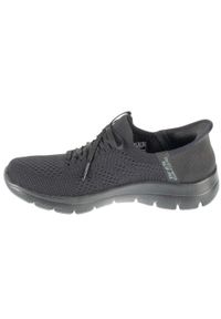 skechers - Adidasy Skechers Summits-new Daily, Kobiety. Kolor: czarny. Materiał: materiał. Model: Skechers Sport. Sport: turystyka piesza