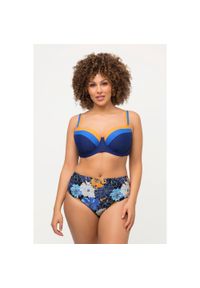 ULLA POPKEN - Damskie Bikini kwiaty miękkie miseczki fiszbiny miseczka D podwójne ramiączka. Kolekcja: plus size. Kolor: fioletowy. Materiał: elastan, poliamid, materiał. Rodzaj stanika: biustonosz z fiszbinami. Wzór: kwiaty