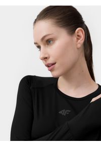 4f - Longsleeve treningowy szybkoschnący damski. Kolor: czarny. Materiał: włókno, skóra, dzianina. Długość rękawa: długi rękaw. Wzór: gładki. Sport: fitness #2