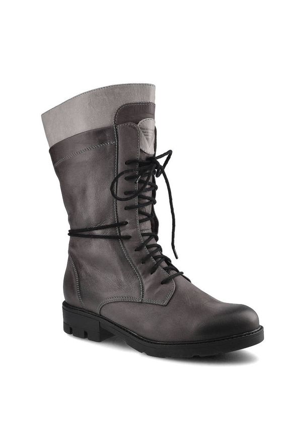 Szare Botki Damskie Karino Codzienne Stylowe Buty. Okazja: na co dzień. Kolor: szary. Materiał: futro, syntetyk, nubuk. Szerokość cholewki: normalna. Sezon: zima. Obcas: na obcasie. Styl: casual, elegancki. Wysokość obcasa: niski