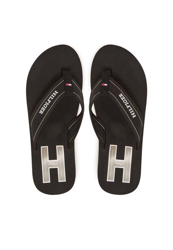 TOMMY HILFIGER - Tommy Hilfiger Japonki Hilfiger H Padded Beach Sandal FM0FM05536 Czarny. Kolor: czarny. Materiał: materiał