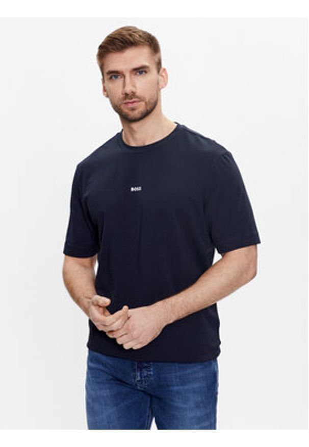 BOSS - Boss T-Shirt 50473278 Granatowy Relaxed Fit. Kolor: niebieski. Materiał: bawełna