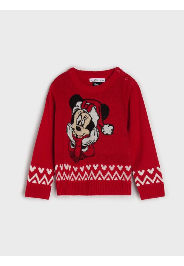 Sinsay - Sweter z nadrukiem Minnie Mouse - czerwony. Kolor: czerwony. Wzór: nadruk, motyw z bajki