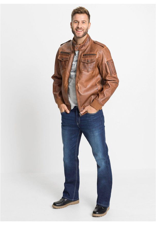 bonprix - Dżinsy ze stretchem, regular fit, o kroju bootcut. Kolor: niebieski