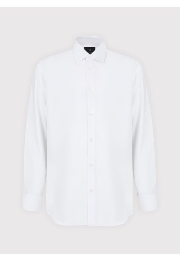 Pako Lorente - Biała bawełniana koszula męska. Kolor: biały, czarny. Materiał: bawełna. Długość rękawa: długi rękaw. Długość: długie. Wzór: gładki