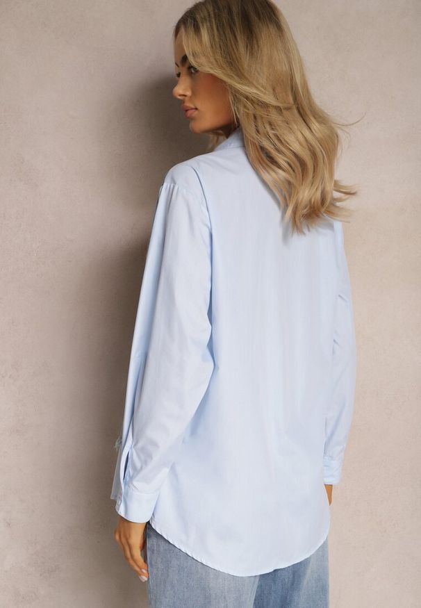 Renee - Niebieska Koszula z Jeansową Wstawką z Przodu i Krawatem w Komplecie Mirelles. Kolor: niebieski. Materiał: jeans