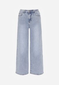 Born2be - Niebieskie Jeansy o Szerokim Fasonie z Wysokim Stanem Zdobione Haftem Liluth. Okazja: na co dzień, do pracy, na spotkanie biznesowe. Stan: podwyższony. Kolor: niebieski. Wzór: aplikacja, haft. Styl: biznesowy, klasyczny, casual, elegancki #8