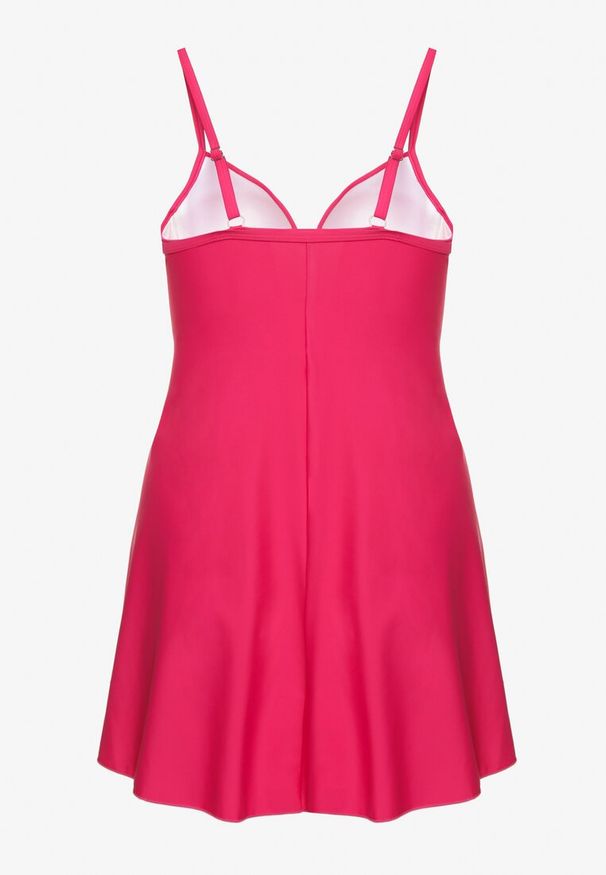 Born2be - Różowe Bikini Top o Rozkloszowanym Kroju i Majtki Figi ze Ściągaczem Folarune. Kolekcja: plus size. Kolor: różowy