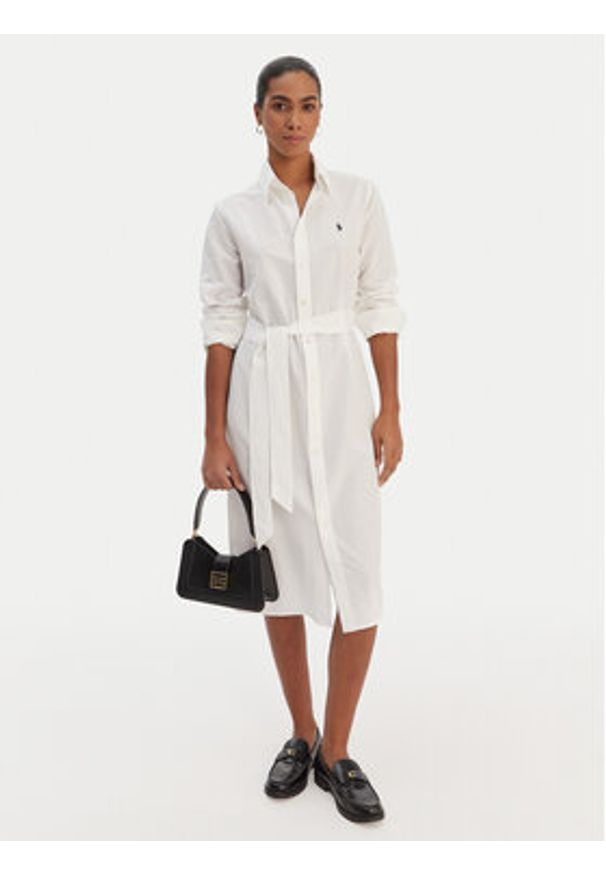 Polo Ralph Lauren Sukienka koszulowa 211B18781001 Biały Regular Fit. Typ kołnierza: polo. Kolor: biały. Materiał: bawełna. Typ sukienki: koszulowe
