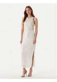 YAS Spódnica maxi Sequina 26037771 Écru Regular Fit. Materiał: syntetyk
