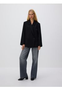 Reserved - Marynarka z wiskozą - czarny. Kolor: czarny. Materiał: wiskoza #1
