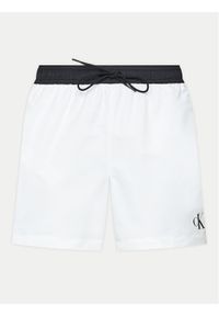 Calvin Klein Swimwear Szorty kąpielowe KM0KM01051 Biały Regular Fit. Kolor: biały. Materiał: syntetyk