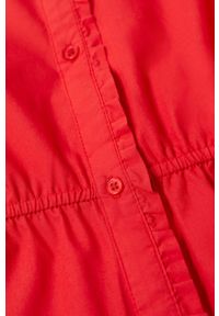 Mango Kids - Sukienka dziecięca LAST-H. Kolor: czerwony. Materiał: tkanina, bawełna, materiał. Długość rękawa: krótki rękaw. Wzór: gładki. Typ sukienki: rozkloszowane. Długość: mini #3