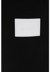 Hugo spodnie bawełniane 50467461 damskie kolor czarny melanżowe. Stan: podwyższony. Kolor: czarny. Materiał: bawełna. Wzór: melanż #4