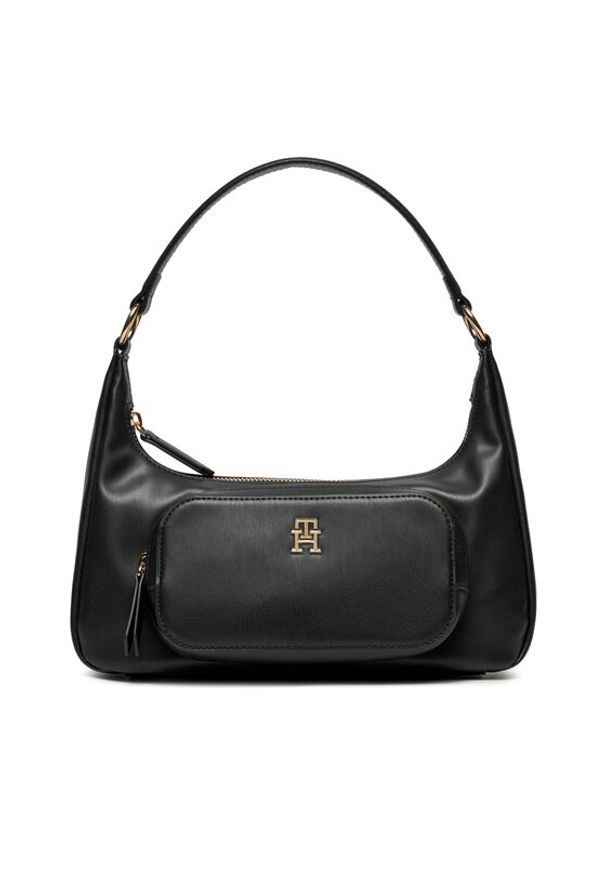 TOMMY HILFIGER - Tommy Hilfiger Torebka Soft Utility Shoulder Bag Pu AW0AW16711 Czarny. Kolor: czarny. Materiał: skórzane
