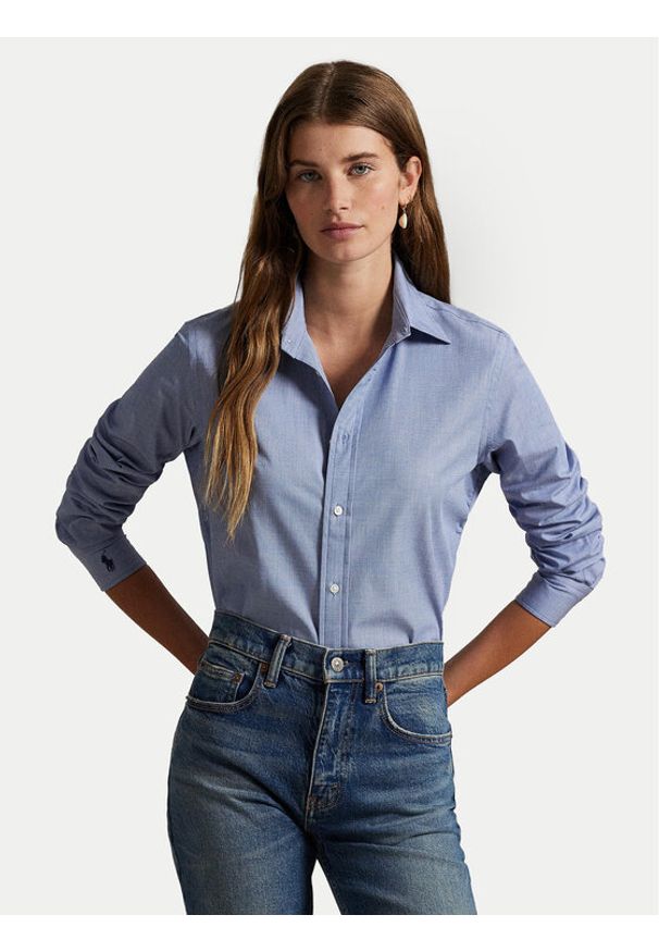 Polo Ralph Lauren Koszula 211941509004 Błękitny Slim Fit. Typ kołnierza: polo. Kolor: niebieski. Materiał: bawełna