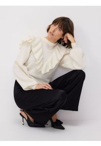 Reserved - Wełniany sweter - złamana biel. Materiał: wełna #1