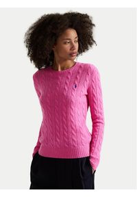 Polo Ralph Lauren Sweter 211971865008 Różowy Slim Fit. Typ kołnierza: polo. Kolor: różowy. Materiał: wełna #1