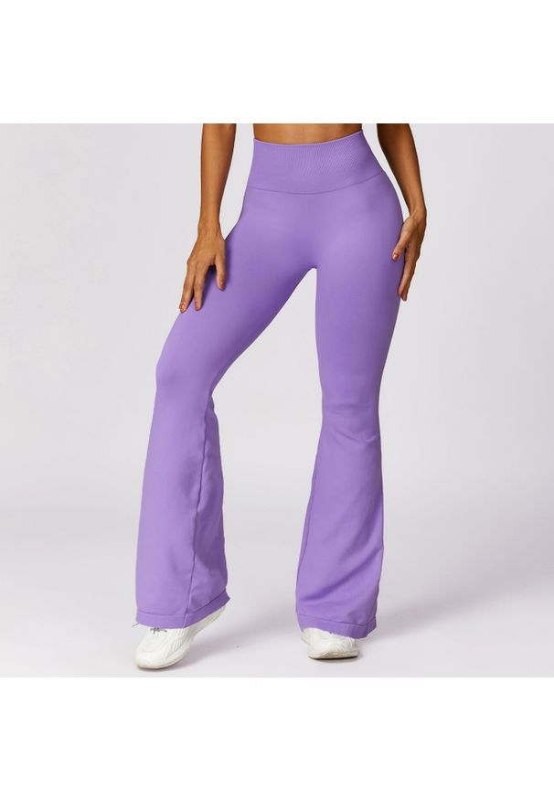 Intica - Legginsy sportowe push-up z wysokim stanem do treningu Chrysi. Stan: podwyższony. Kolor: fioletowy. Materiał: materiał. Sport: fitness