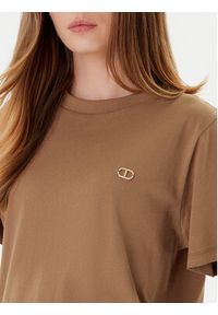 TwinSet - TWINSET T-Shirt 252TP2057 Brązowy Loose Fit. Kolor: brązowy. Materiał: bawełna