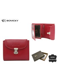 ROVICKY - Portfel skórzany Rovicky R-RD-39-GCL malinowy. Kolor: różowy. Materiał: skóra