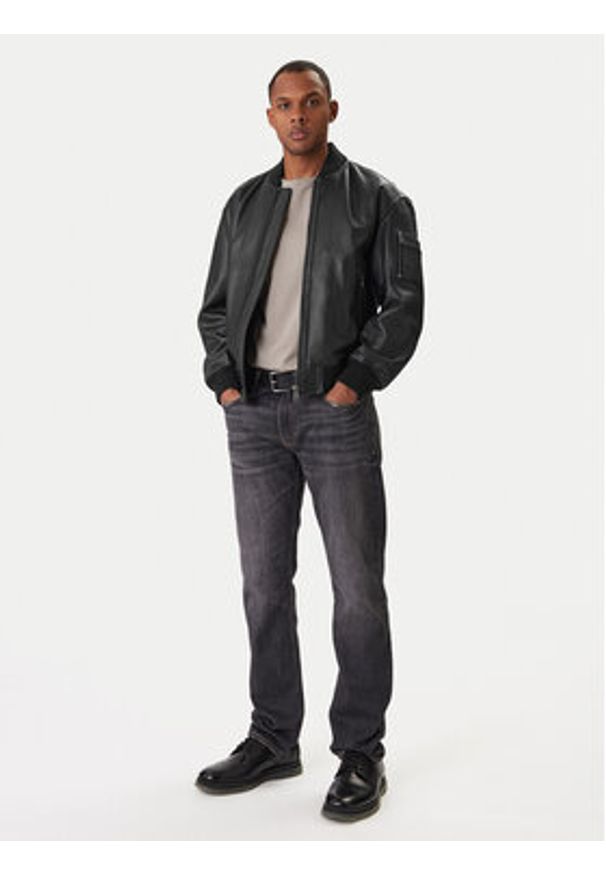 BOSS Kurtka skórzana Jakri 50552151 Czarny Regular Fit. Kolor: czarny. Materiał: skóra