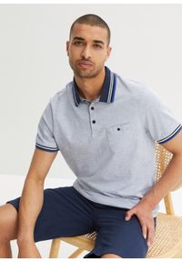 bonprix - Koszulka polo z czystej bawełny. Typ kołnierza: polo. Kolor: niebieski. Materiał: bawełna. Długość rękawa: krótki rękaw. Długość: krótkie #1