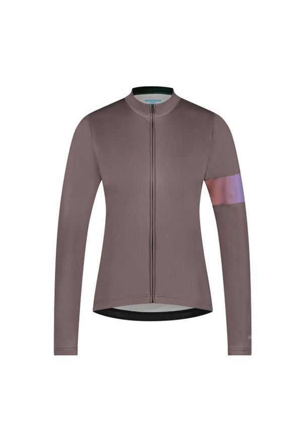 SHIMANO - VERTEX Jersey z długim rękawem i nadrukiem, Smoky Topaz. Kolor: brązowy. Materiał: jersey. Długość rękawa: długi rękaw. Długość: długie. Wzór: nadruk. Sport: kolarstwo