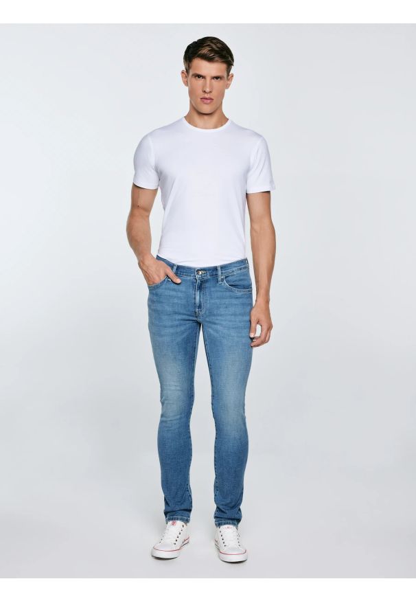Big-Star - Jeansy męskie skinny niebieskie Jeffray 266. Okazja: na co dzień. Stan: obniżony. Kolor: niebieski. Długość: krótkie. Styl: casual