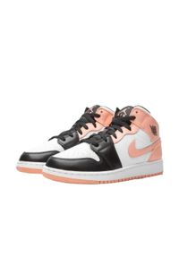Buty do chodzenia męskie Nike Air Jordan 1 Retro Mid Crimson Tint. Kolor: czarny, różowy, wielokolorowy. Materiał: syntetyk, skóra, materiał. Szerokość cholewki: normalna. Sport: turystyka piesza