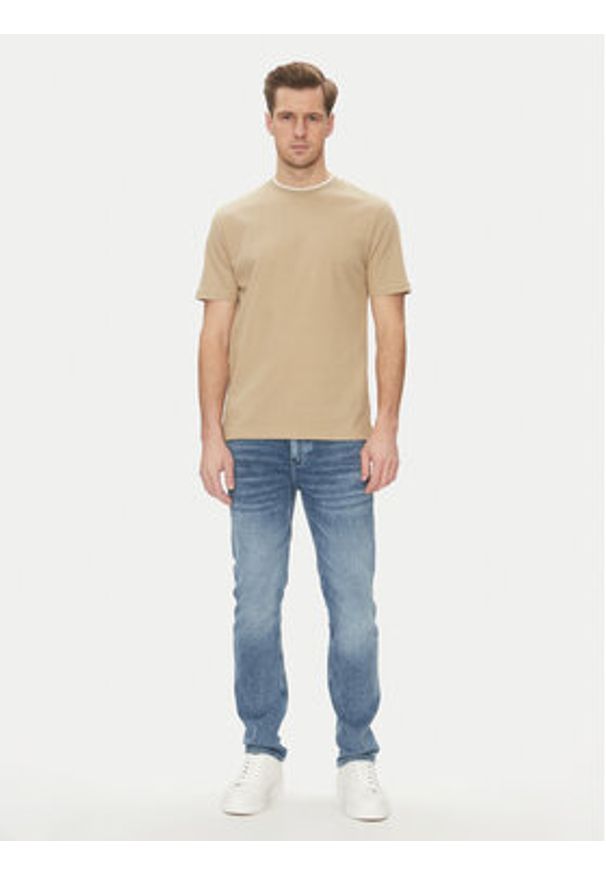 BOSS T-Shirt H-Thompson 59 50524998 Beżowy Regular Fit. Kolor: beżowy. Materiał: bawełna