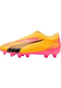 Buty piłkarskie męskie Puma Ultra Match Ll. Zapięcie: bez zapięcia. Kolor: pomarańczowy, wielokolorowy, różowy. Materiał: materiał, syntetyk. Szerokość cholewki: normalna. Sport: piłka nożna