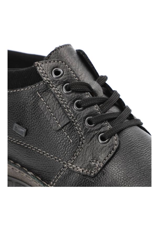 Czarne Ocieplane Futerkiem Trzewiki Męskie Rieker. Okazja: na co dzień. Zapięcie: sznurówki. Kolor: czarny. Materiał: futro. Styl: casual, klasyczny