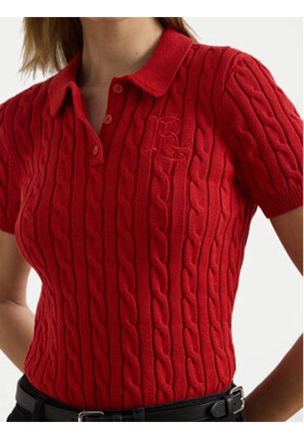 Lauren Ralph Lauren - LAUREN RALPH LAUREN Sweter 200932224012 Czerwony Slim Fit. Kolor: czerwony. Materiał: bawełna