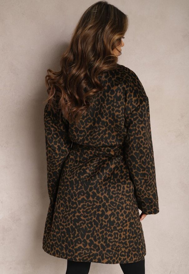 Renee - Brązowy Klasyczny Płaszcz Wiązany Paskiem w Talii Aniele. Kolor: brązowy. Styl: klasyczny