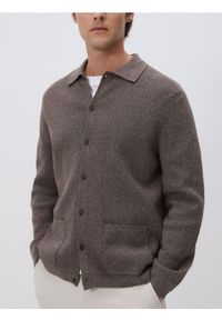 Reserved - Bawełniany kardigan - ciemnobrązowy. Kolor: brązowy. Materiał: bawełna #1