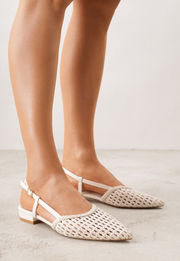 Born2be - Beżowe Sandały Ozdobione Plecionką Melorah. Okazja: na co dzień. Zapięcie: sprzączka. Kolor: beżowy. Materiał: jeans. Wzór: aplikacja. Styl: casual, elegancki