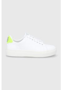 DKNY - Dkny buty skórzane kolor biały. Nosek buta: okrągły. Zapięcie: sznurówki. Kolor: biały. Materiał: skóra