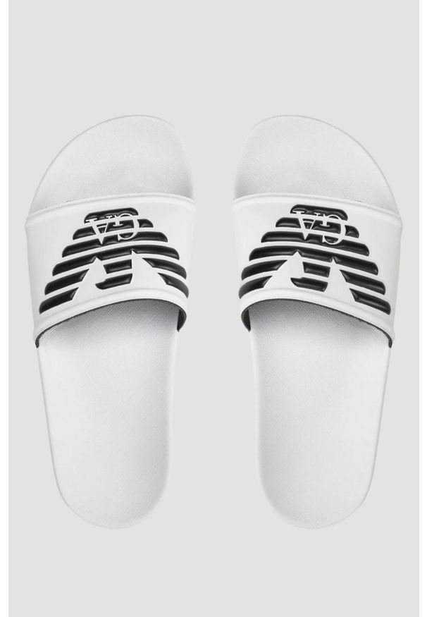 Emporio Armani - EMPORIO ARMANI Białe klapki Mules PVC logo, Rozmiar 37. Kolor: biały