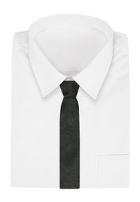 Angelo di Monti - Krawat Męski - Czarny z Delikatną Fakturą. Kolor: czarny. Materiał: tkanina. Styl: elegancki, wizytowy
